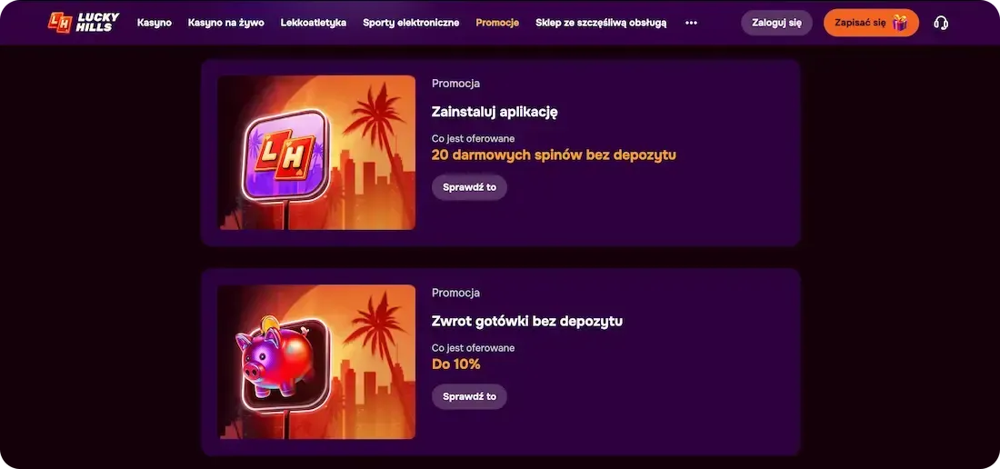 wszystkie bonusy w kasynie luckyhills